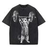 Funny Cat Gym Shirt Cat Workout T Shirt Funny Deadlift Cat Meme Shirt Unisex T-Shirt
