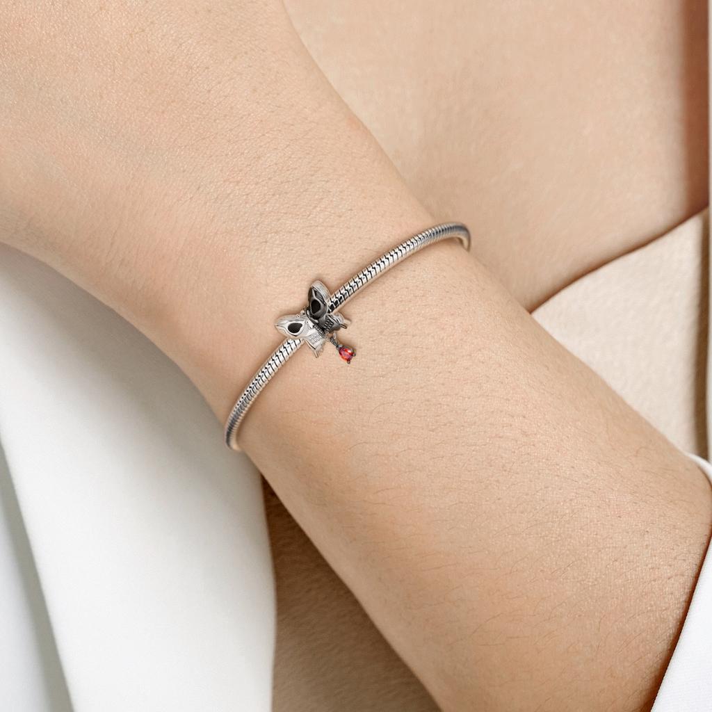 925 Sterling Silber Schmetterling Schädel Schwarz Gold Geist Haunted Charme für Original Luxus Marke Weiblichen DIY Schmuck