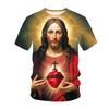 Summer Round Neck 3D Christ Jesus Print Top Fashionable Casual Short Sleeved Men's T-shirts