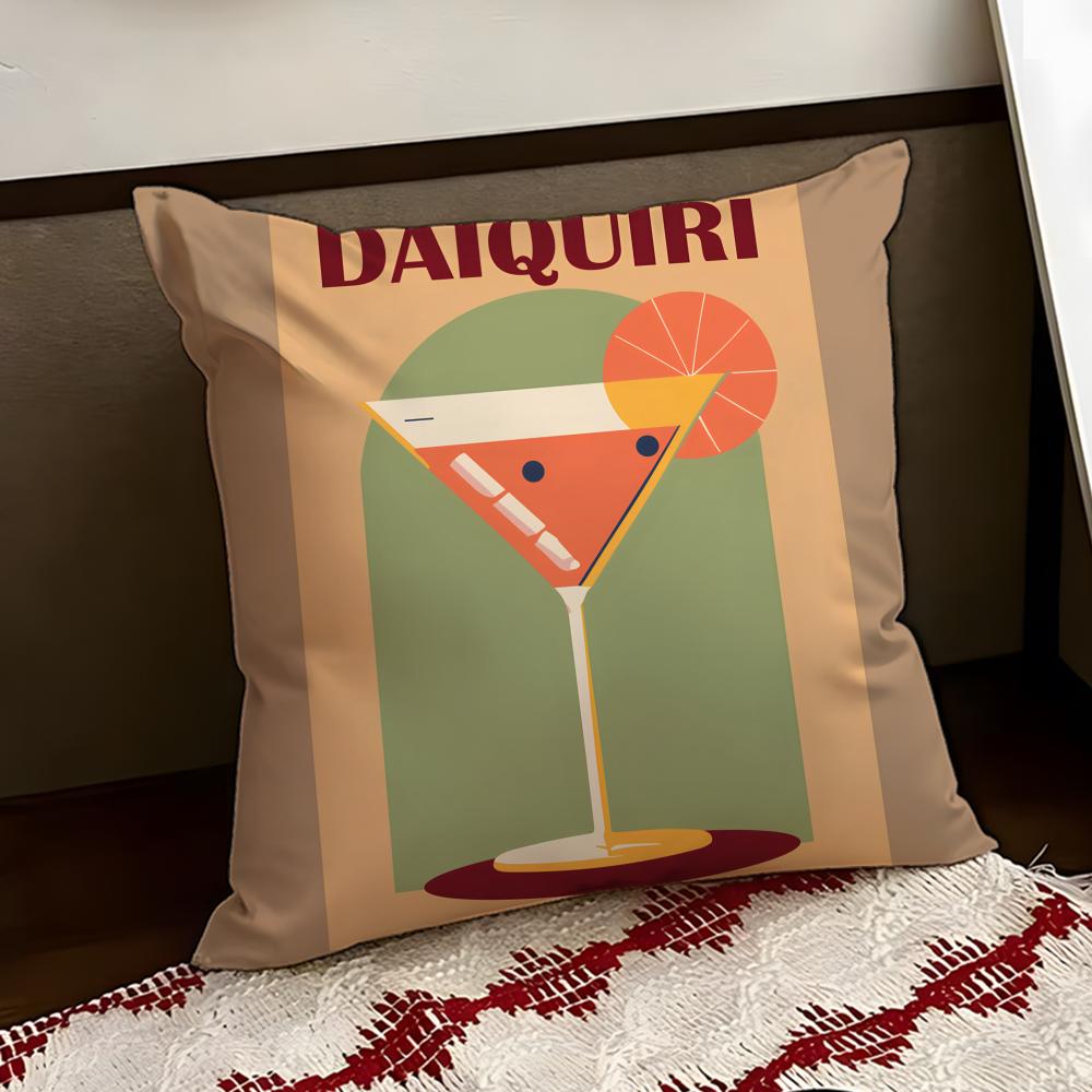 DDaiquiri Cocktail Cushion Cover Reversible Soft Durable Pillow Cover Home Car MultiScene Use for Daily Comfort