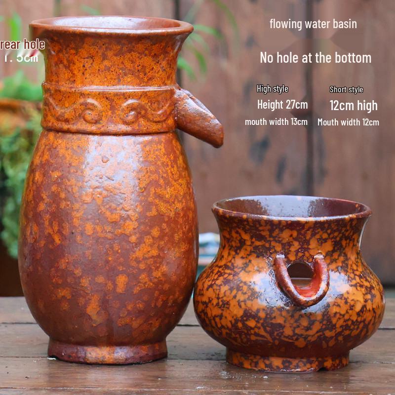 Vintage Ceramic Fish Tank Water Feature with Filtration & Oxygenation for Courtyard Landscaping and Hotel Décor