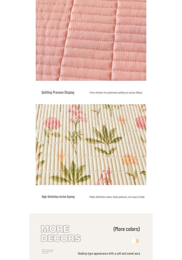 Class A Washable Cotton Linen Bedspread & Skirt Set - Quilted, Thickened, Machine Washable, 3-Piece