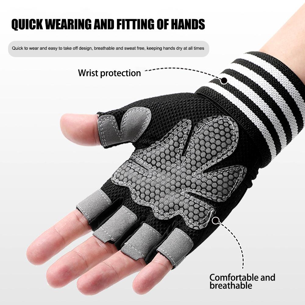Sports Fitness Gloves Black Wear Resistant Breathable Half Finger Gloves Hand Support Wrist Brace For Weightlifting Sport 3 Size