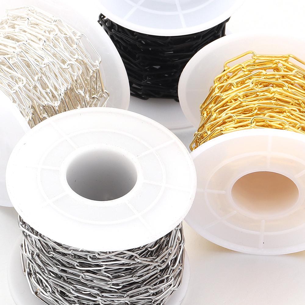 5Yards/Roll 12x4mm Paperclip Iron Chain Metal Bulk Link Chains For Jewelry Making DIY Necklace Bracelets Accessories Wholesale