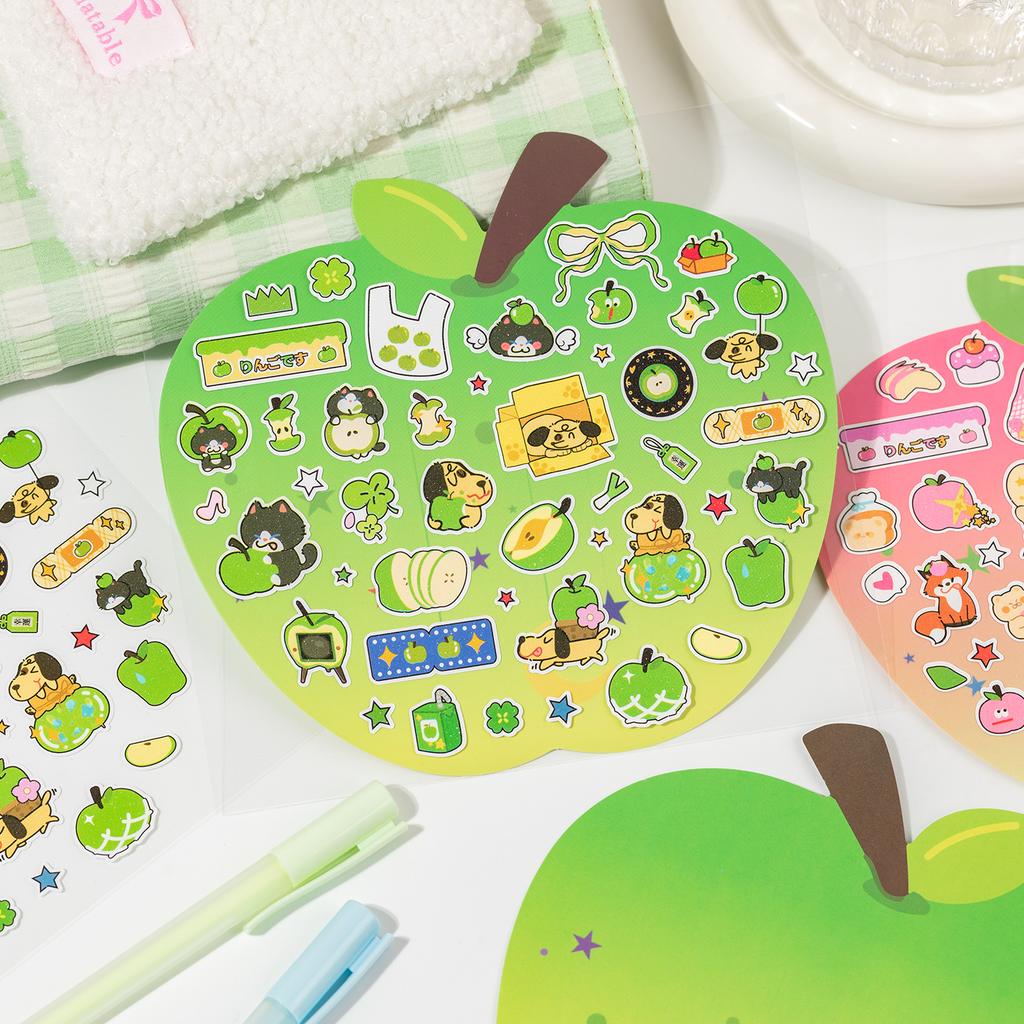 1 PC Apple Paradise Series Kawaii Cartoon Stickers DIY Diary Album Scrapbook Planner Handbook Aesthetic Supplies