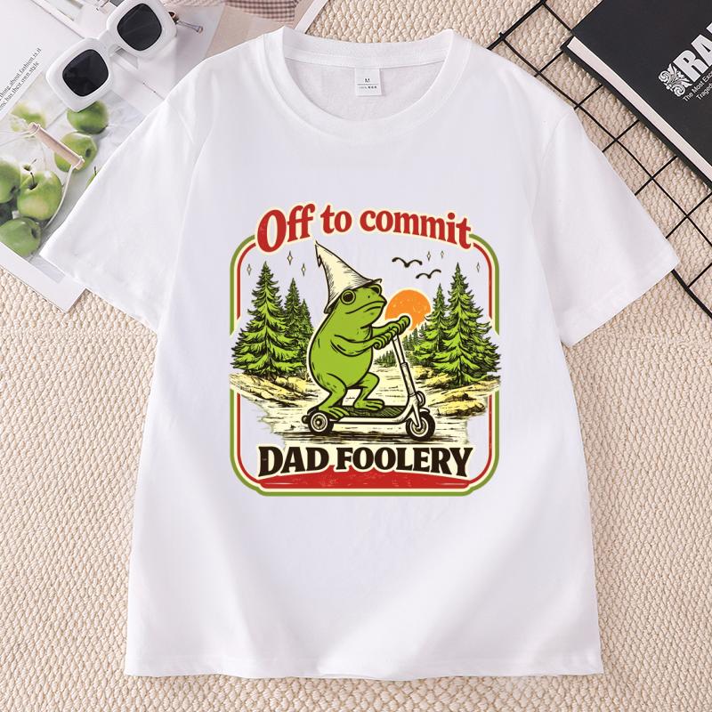 Dad Frog Off To Commit Tshirt Funny Frog Scooter T Shirt Pregnancy AnnounceUnisext Tee Oneck Short Sleeve Printed Clothes