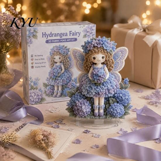 Einzigartiges Weihnachtsgeschenk für Sie Blumenfee Stoff-Poke-Art-Set, 3D-Puppe Stanzen Bastelbedarf Anfänger Nadelstickerei Bastelset Erwachsene,