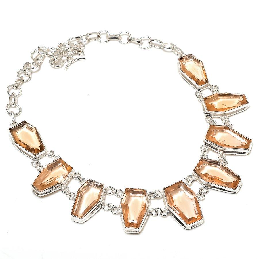 Morganite Gemstone 925 Sterling Silver Jewelry Necklace 18"