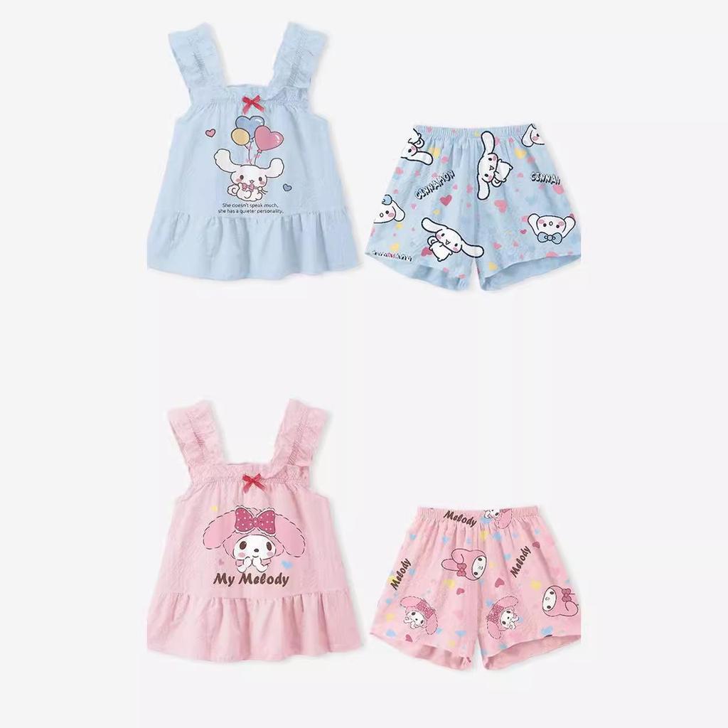 Kuromi Girls' Summer Pajama Set - Camisole & Shorts Two-Piece Homewear