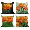 1 Pc Elegant Tulip Flower Polyester Throw Pillow Cover Sofa Couch Art Painting For Living Room Cushion Cover Modern Home Decor