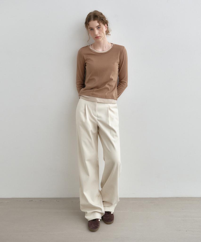 MONGDOL Winter Ver) One-Pleat Wide Slacks Ivory Mdpt025Fwivory