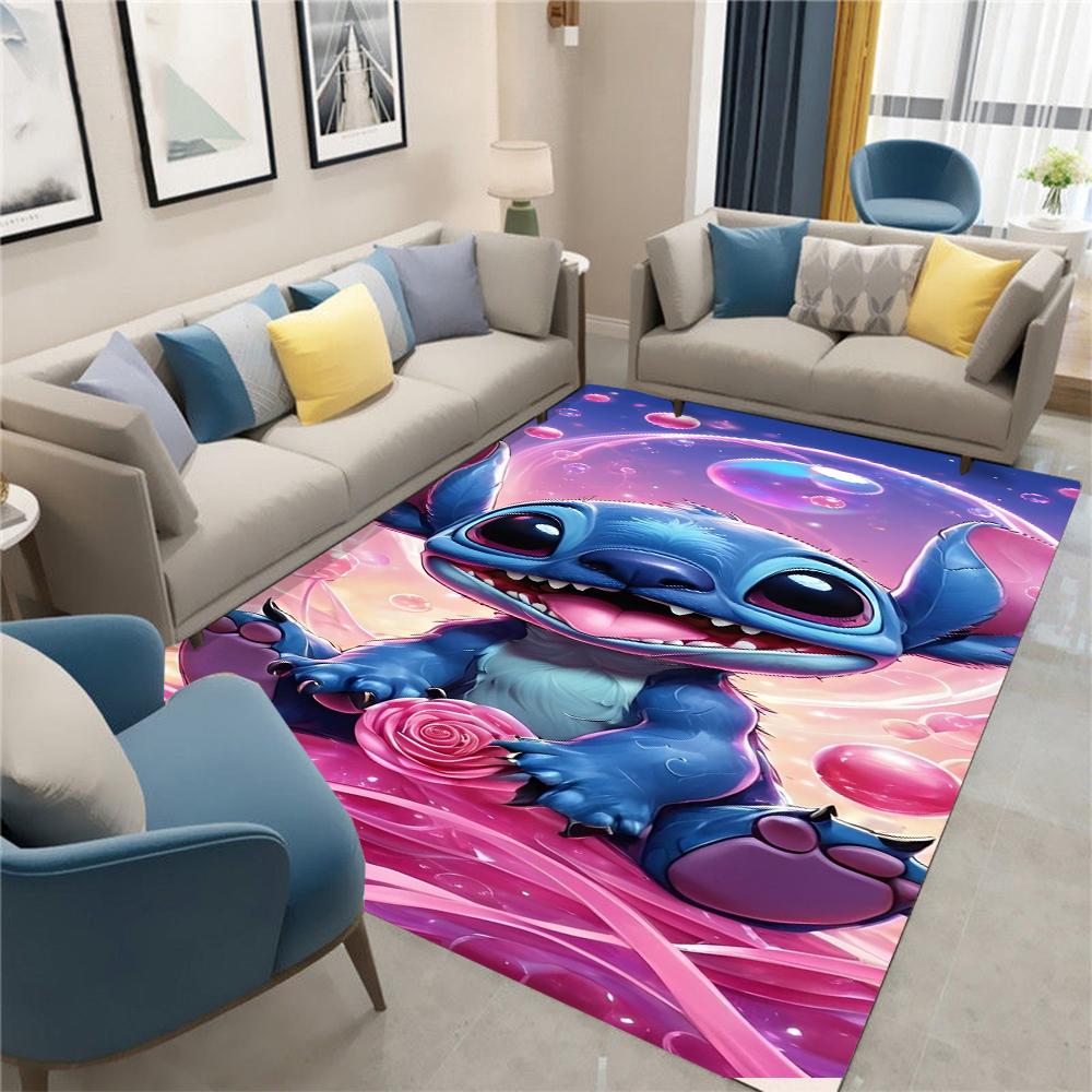 

MINISO Ковер в детскую комнату Лило и Стич Мультяшный Милый Аниме Спальня Прикроватный Нескользящий Коврик для Пола Окно Балкон Стол Придверный Коврик 120x160cm
