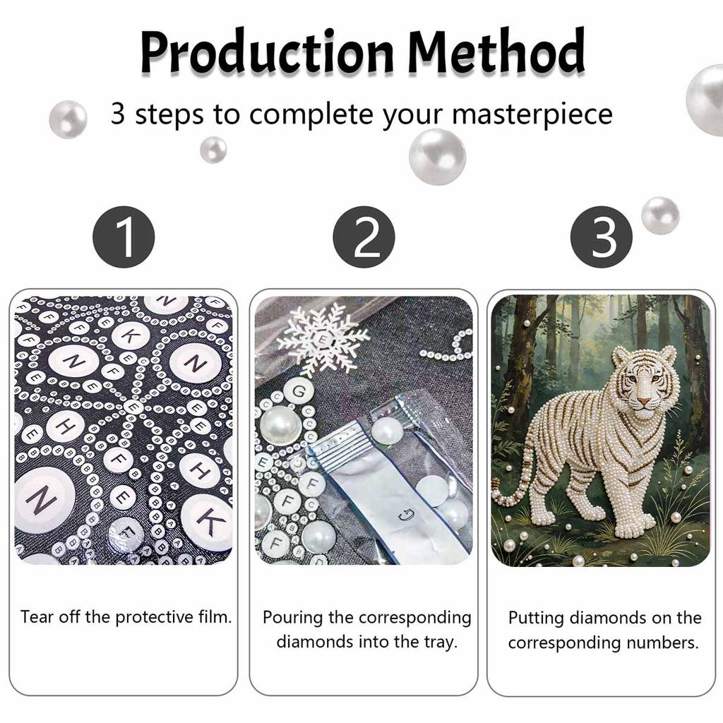 DIY Pearl Diamond Art Painting Kits for Adult and Beginners, Majestic Tiger Sparkling Painting Craft Home Wall Decor Handmade Gift
