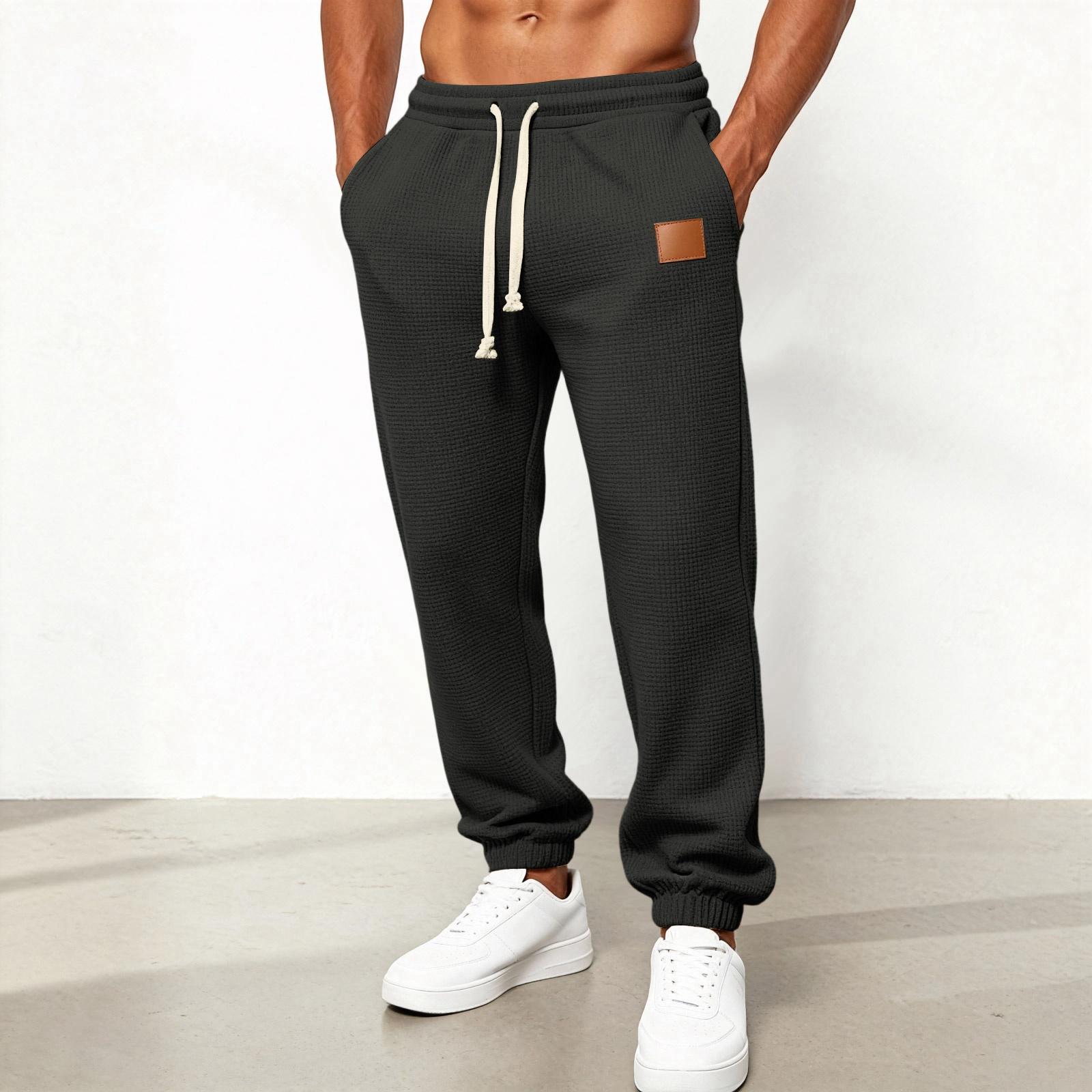 

Men s ,Knit Stylish Loose Fit Joggers | Elastic Waist With Drawstring For Casual, Daily & Light Outdoor Wear XXL чорний