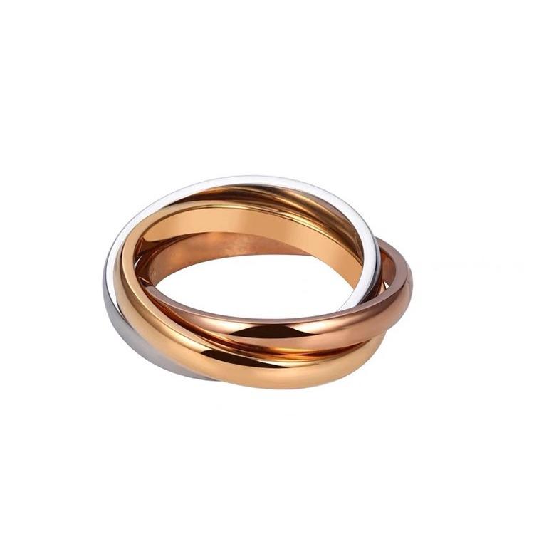

Gold Titanium Steel Three-Color Friendship Ring - Cai Wenjing Style Size 8