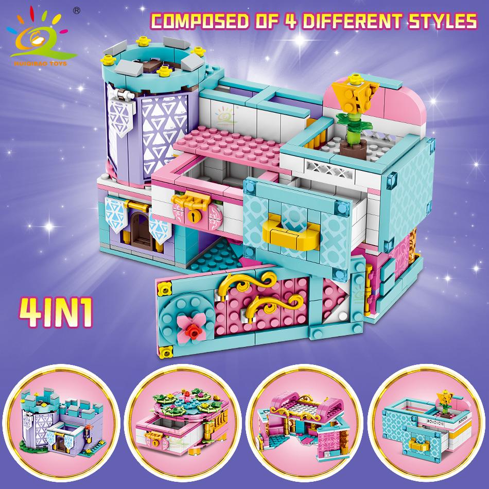 673PCS 4IN1 Castle Model Storage Box Building Blocks Sets Kids MOC City Construction Toys for Children Bricks Friend