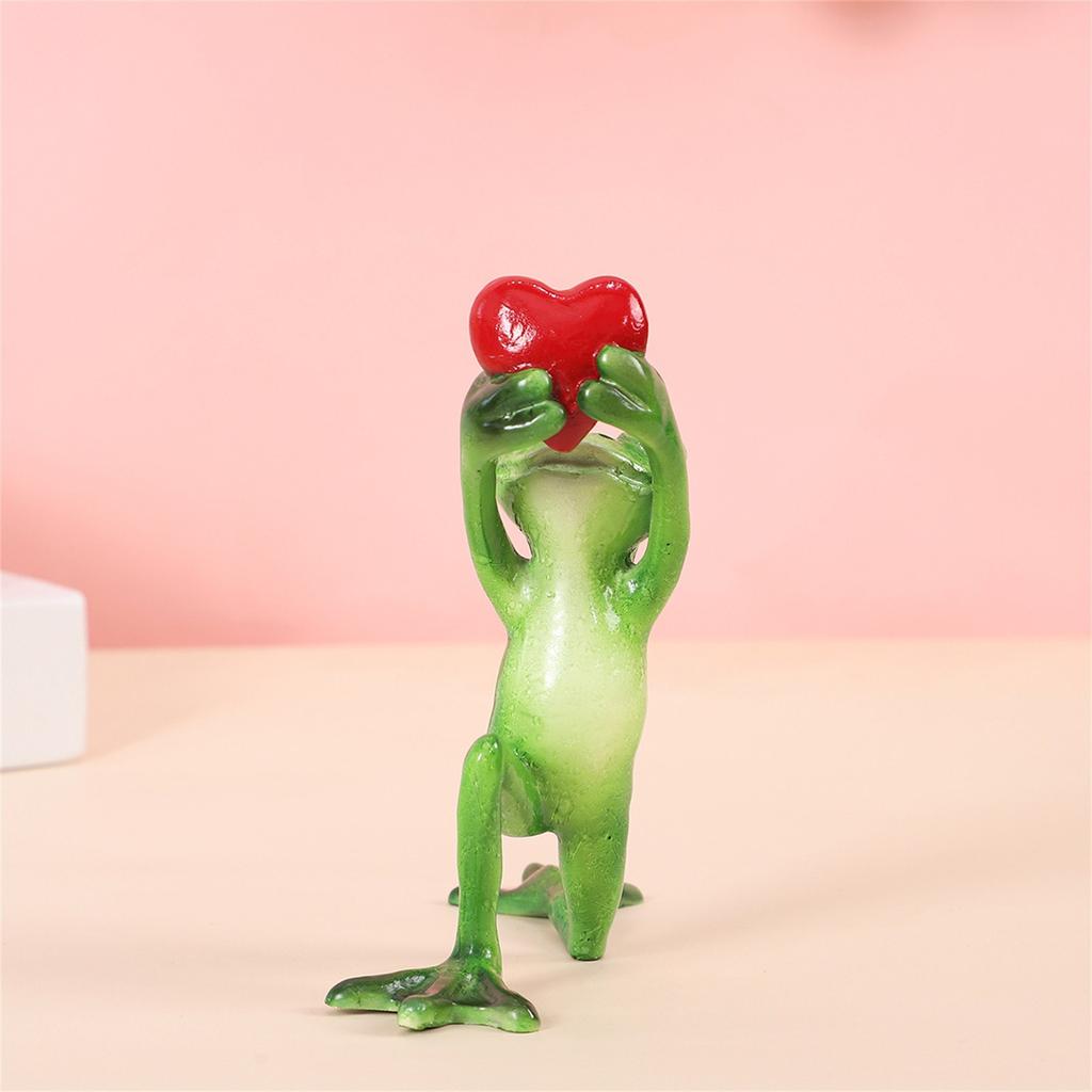Kawaii Frog Couple Figurines Proposal Flower Delivery Resin Crafts Ornament Frog Marriage Proposal Figurine Valentine's Day Gift