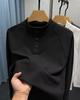 Men's Velvet Collar Henry Long Sleeve Base Layer Shirt - Warm Brushed Solid Casual Autumn/Winter Inner Wear