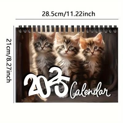 [Popular Choice] New 2025 Calendar, Cute Cat Wall Calendar, Three Kittens Calendar, Christmas and New Year Calendar