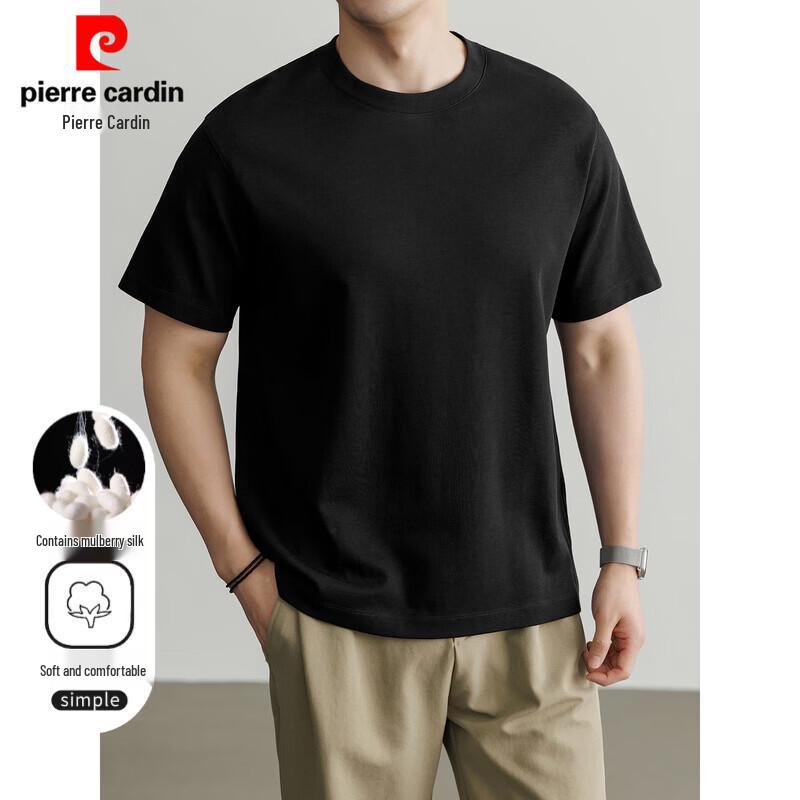 Pierre Cardin Men s Modal Silk Blend Round Neck Short Sleeve T-Shirt M