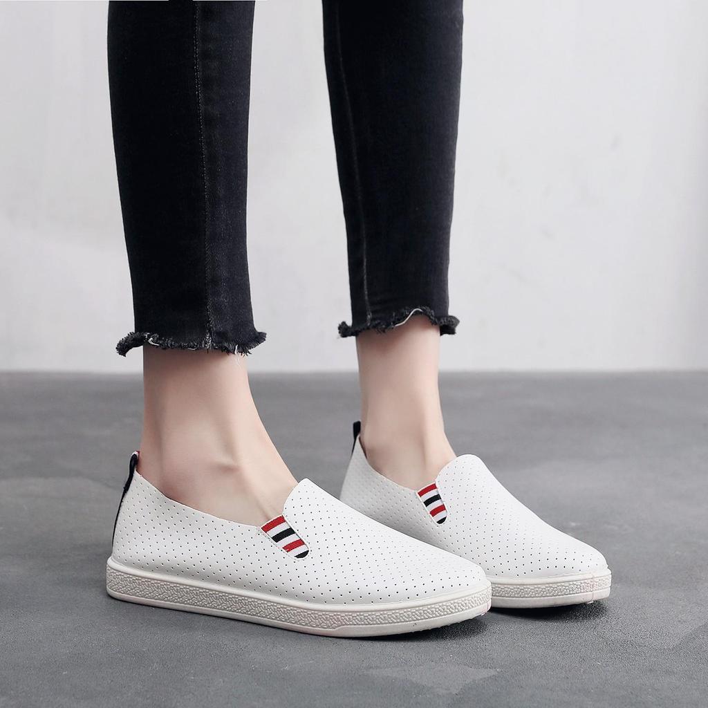 Women's Breathable Hollow Cloth Shoes - Spring/Summer 2025 Flat White Versatile Soft Sole