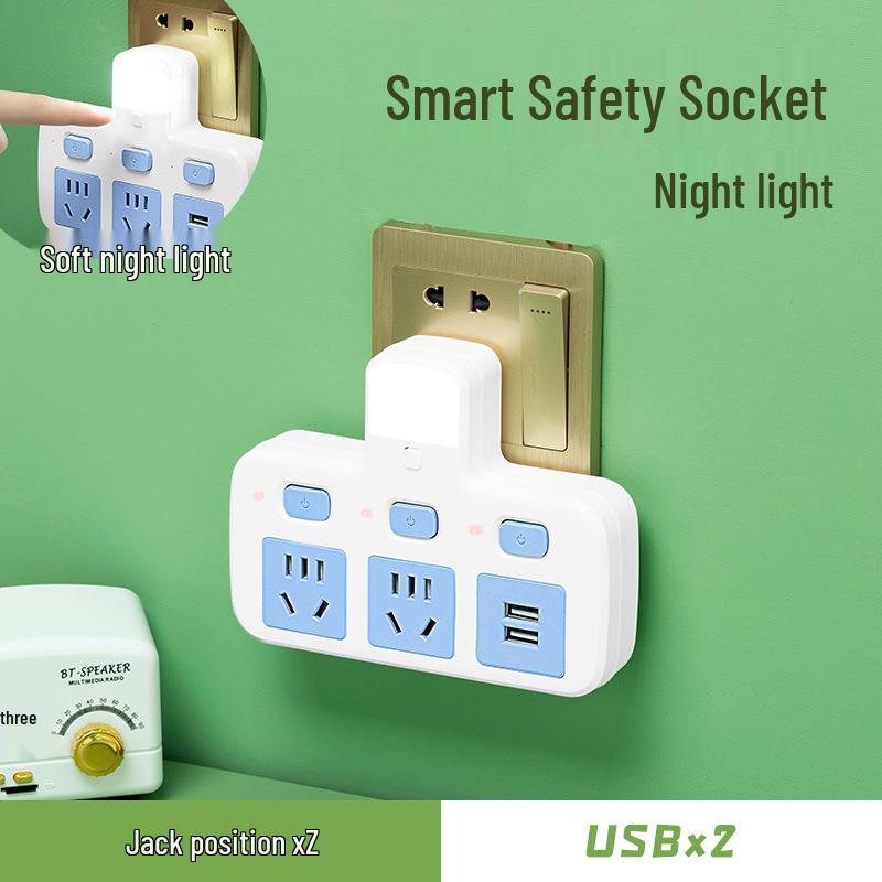 Multifunctional Wireless Surge Protector Power Strip with USB and Night Light