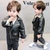 Kids Clothing Boys and Girls Spring Autumn Turndown Collar Leather Jacket Children's Motorcycle Korean Style Jacket