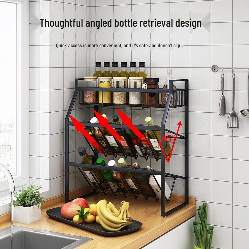 Mehrstöckiges Küchen-Gewürzregal zur Aufbewahrung von Öl, Salz, Soße und Essig