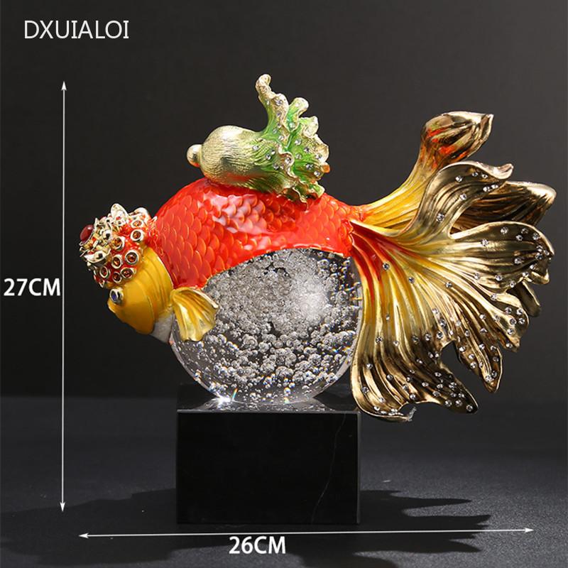 Home Decor Accessories Glass Enamel Ornaments Living Room Goldfish Crystal Ball Decorations Creative Gift for Store Opening