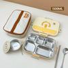 4/5 Compartment 304 Stainless Steel Divided Bento Lunch Box Set For Student Kid Heatable Sealed Lunch Container With Cutlery&Bow