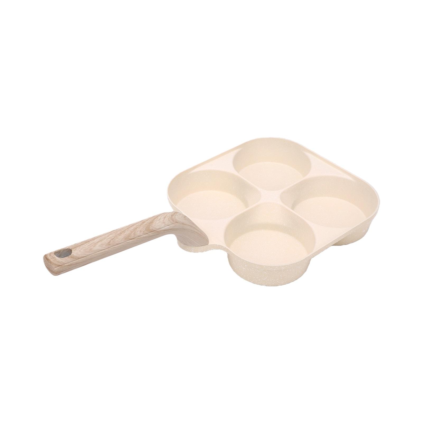 Poêle à œufs 4 tasses Crème Antiadhésive Poêle à frire les œufs Poêle à petit-déjeuner Multifonctionnelle Facile à nettoyer pour cuisinière à gaz induction électrique