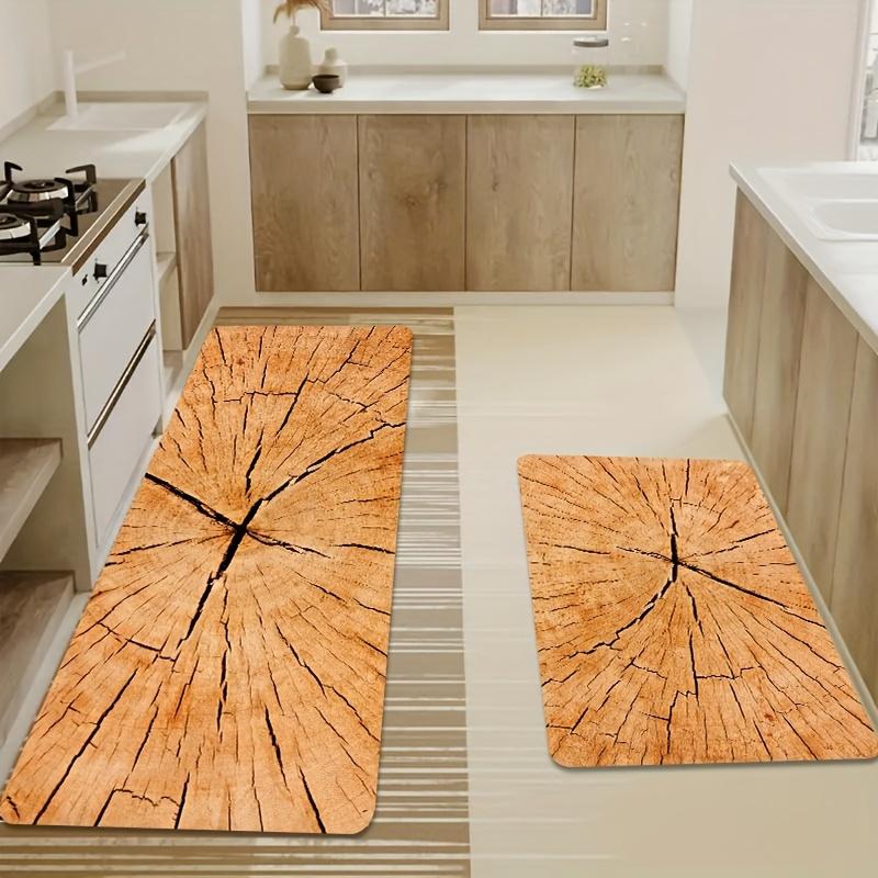 Rustic Wood Grain Area Rug, Soft Non-Slip Machine Washable Floor Mat for Game Room Laundry Room Kitchen Home Decor