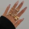 6Pcs/set Vintage Irregular Rings Set Geometric Metal Gold Silver Color Open Ring for Girls Women Men Goth Punk Couple Jewelry