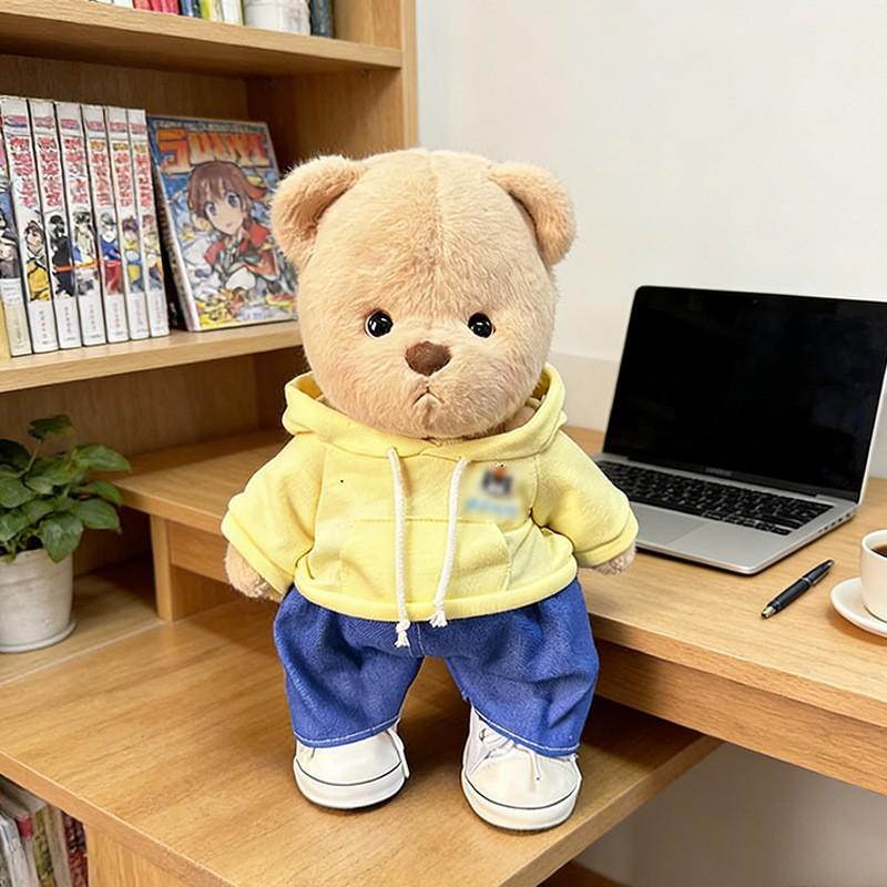 Medium Bear Outfit - Blue Pink Striped Carrot Overalls Set