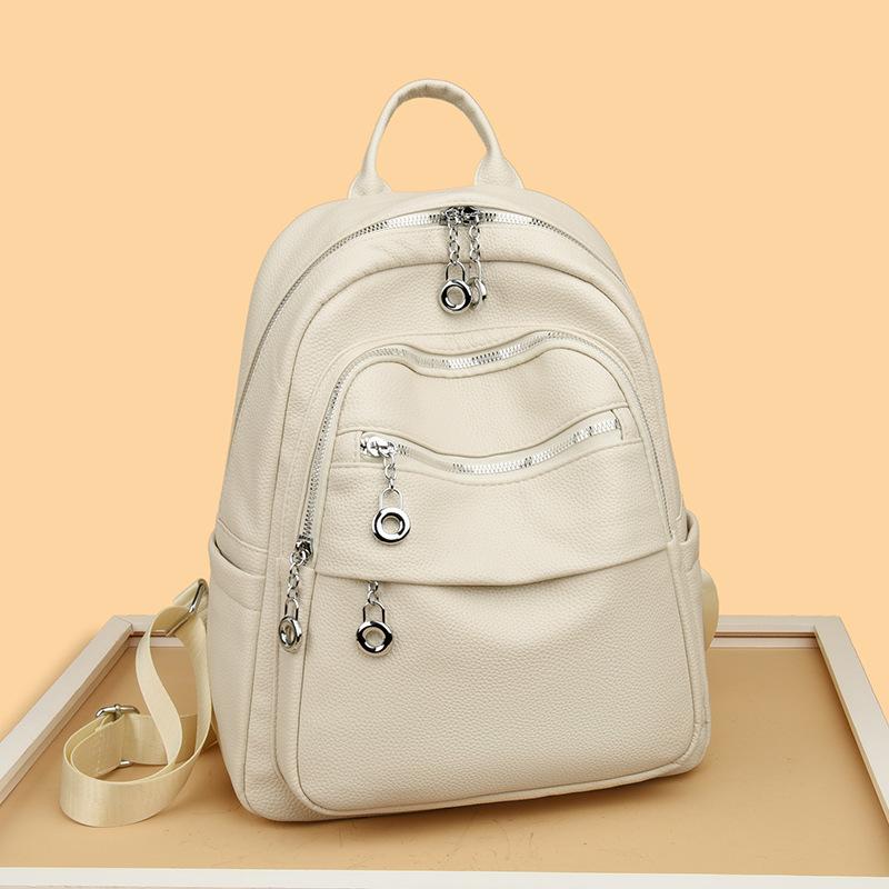 Candy Colored Women's Backpack New Large Capacity PU Bag Women's Backpack Women