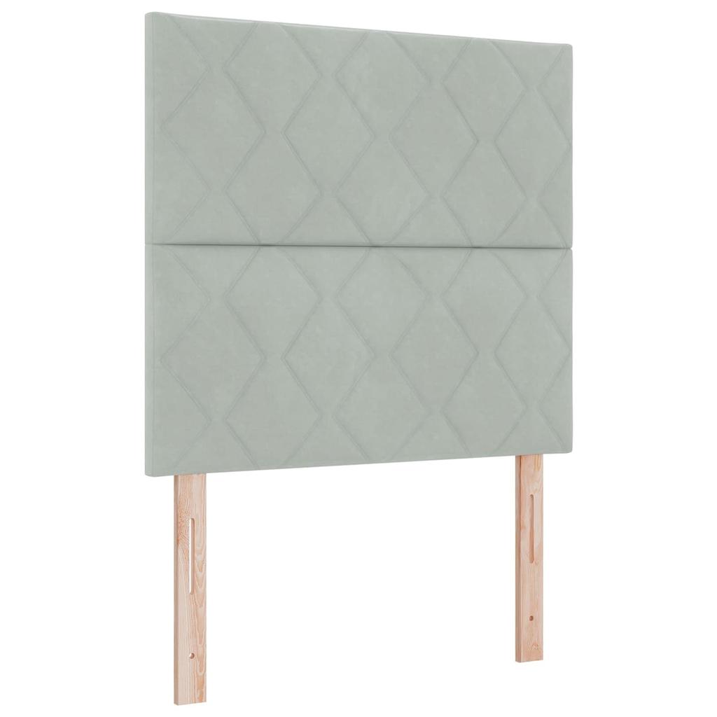 Box Spring Bed with Mattress Light Gray 80 X 200 Cm Velvet