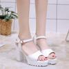 Fashion Women Elegant Wedges Black Sandals Shoes 2024 Summer New Pumps Platform Sandals Roman Wedges Crystal Peep Toe Sandals