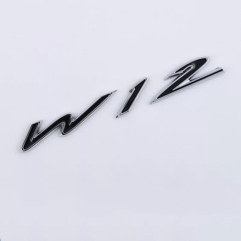 

1Pc Car W12 Logo Trunk Fender Body Badge Emblem Decals Sticker For Continental GT Flying Spur Bentayga Mulsanne Parts