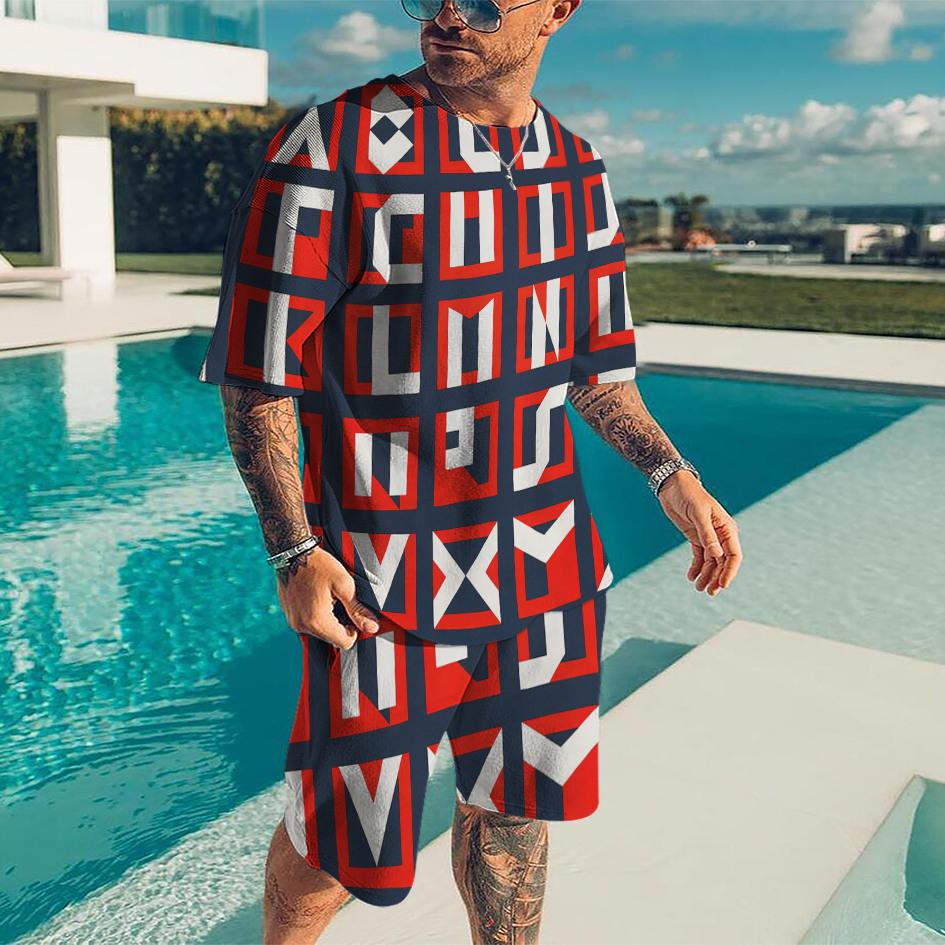 Sommer Herren T-Shirt Shorts Jogginganzug Persönlichkeit 3D Gedruckt Übergroß Herren Kleidung Outfits O-Ausschnitt Lässig Trainingsanzug 2-teiliges Set
