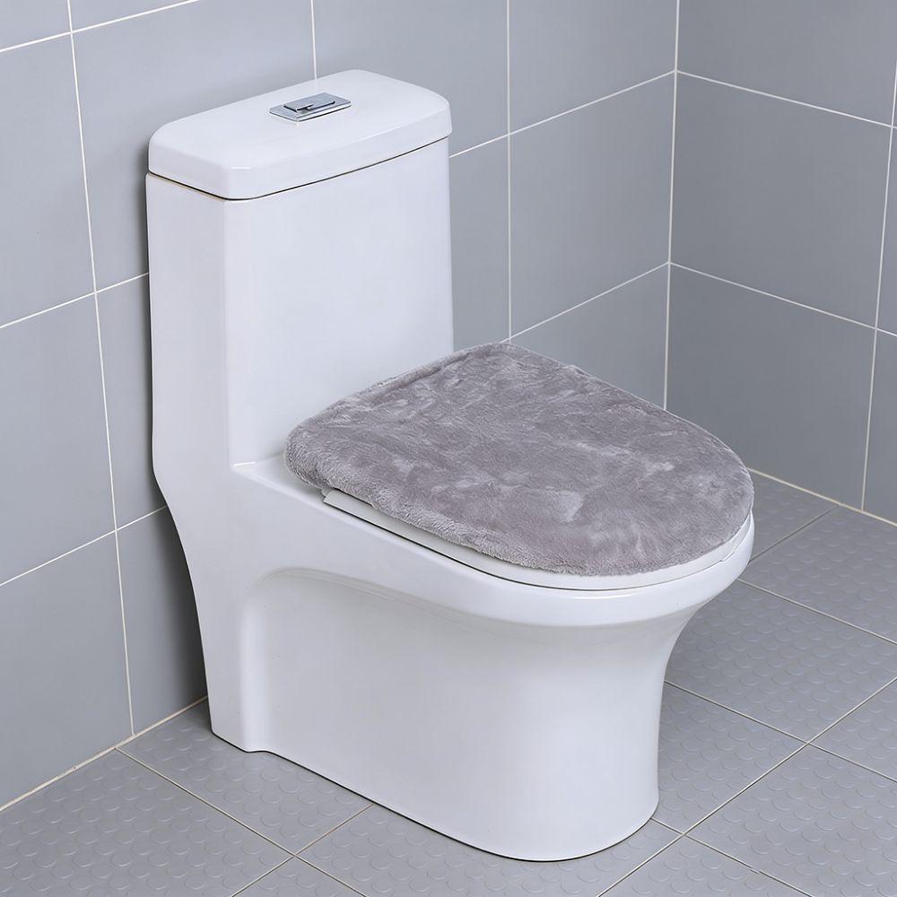 Solid Color Toilet Seat Cover Thickened WC Cover Easy Install Toilet Lid Cover  Bathroom Decorative