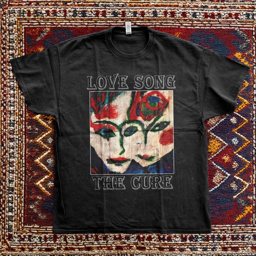 HOT! The Cure Love Song T-shirt, Short Sleeve Black T-shirt,Size S-