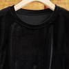 Women's Embroidered Velvet Blouse  Autumn Winter Crew Neck Long-sleeve Velvet T-shirt Solid Color Pullover