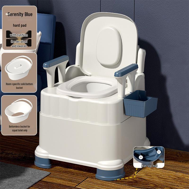 Portable Toilet Chair with Armrests for Elderly, Indoor Use, Bedside Commode for Pregnant Women.