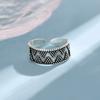 Simple Creative Dot Wave Triangle Geometric 925 Sterling Silver Jewelry Wide Face Retro Exquisite Opening Rings R031