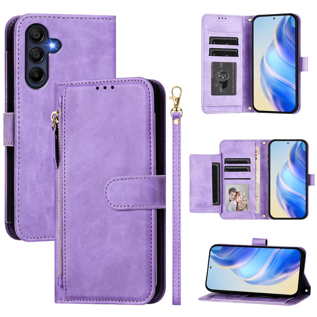 For Samsung Galaxy A26 5G Case Zipper Pocket Multiple Card Slots Leather Phone Cover