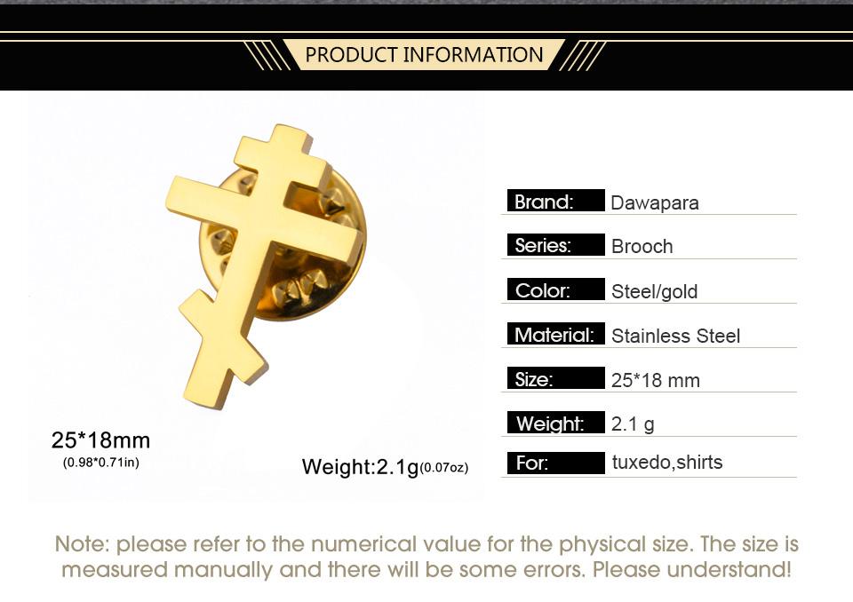 Dawapara Stainless Steel Orthodox Cross Women's Brooches Lapel Pin Religious Christian New Year Gift Minimalism Jewelry