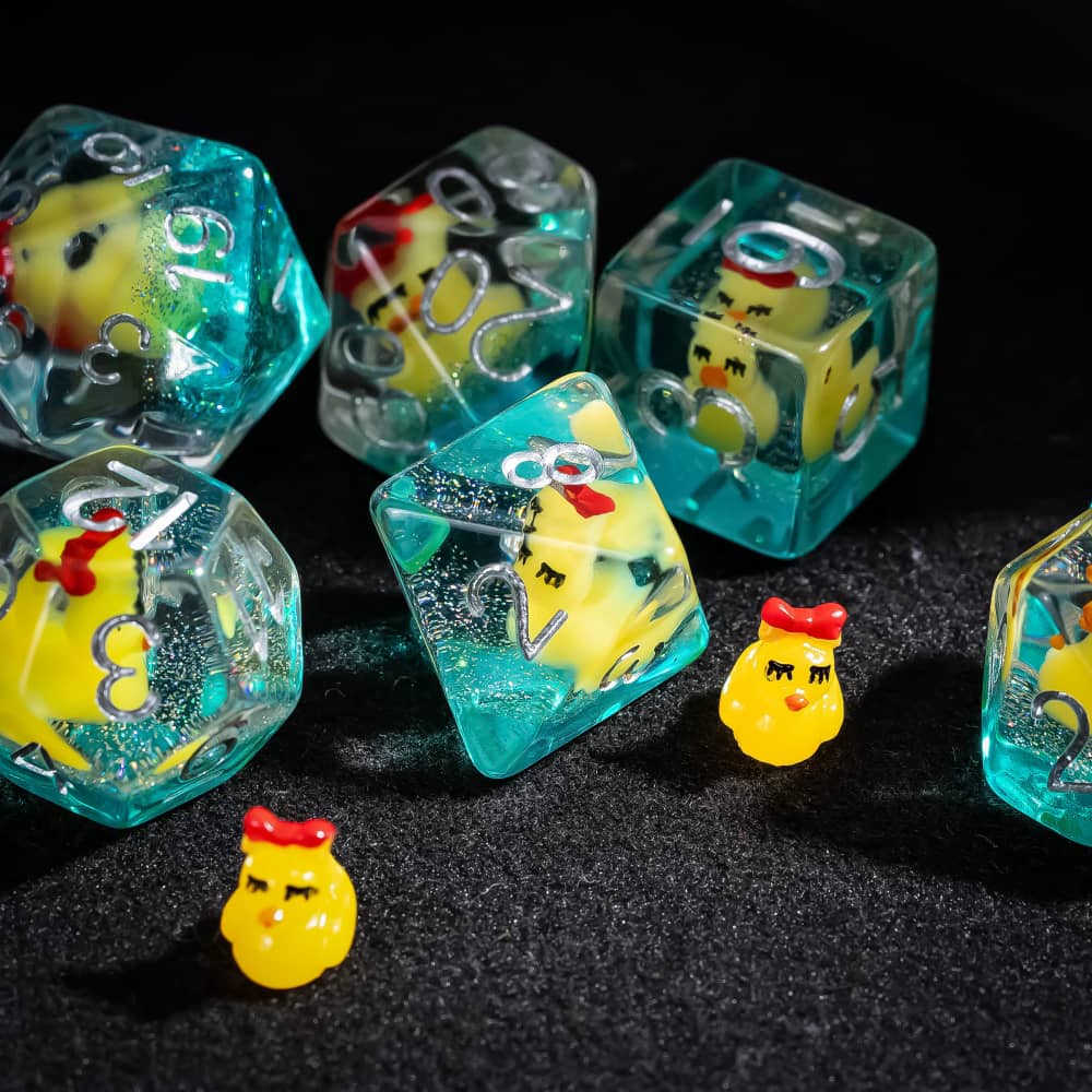 Cusdie Dadi Animali DnD Carini Resina 7 Pezzi Vari D4 D6 D8 D10 D% D12 D20 Set di Dadi Poliedrici per Giochi di Ruolo D&D Giochi da Tavolo