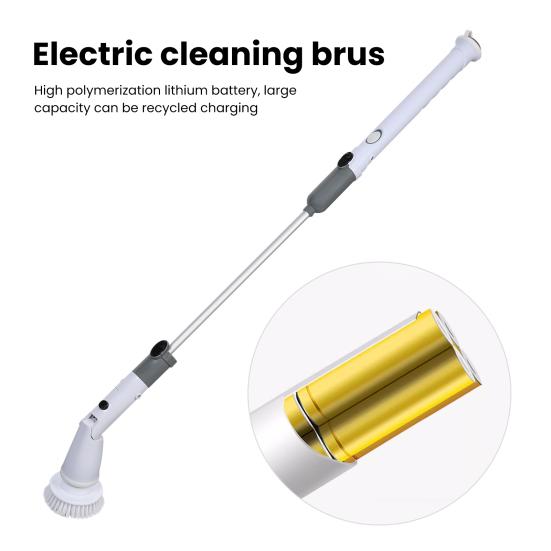 Electric Scrubber Cordless Power Cleaning Brush with Extension Arm and 4 Replaceable Bathroom Cleaning Brush Heads Ideal