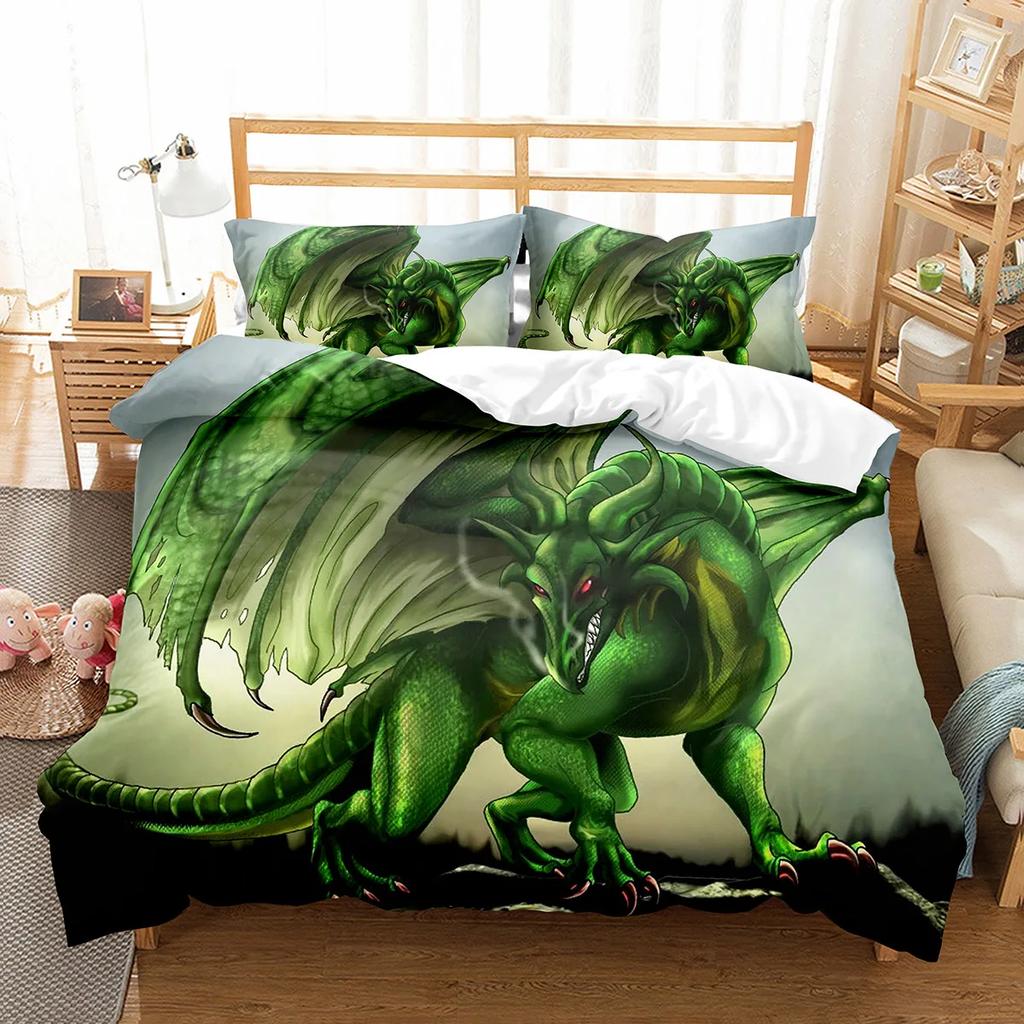 White Dragon Noble Monster and Beauty Duvet Cover Mytholog Faith Animals Theme for Women Men Children Teens Bedroom Decorations