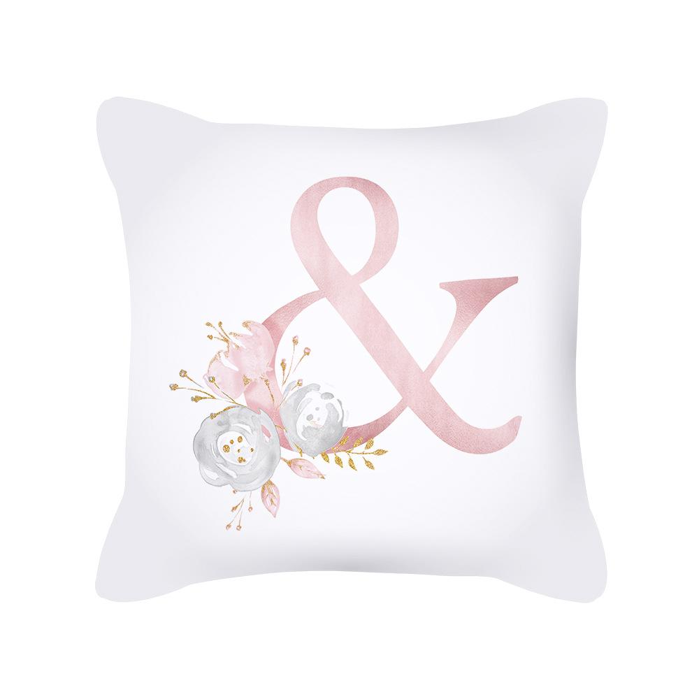 

New Rose Pink Flower Letters Peach Velvet Pillowcase Cushion 45 * 45cm
